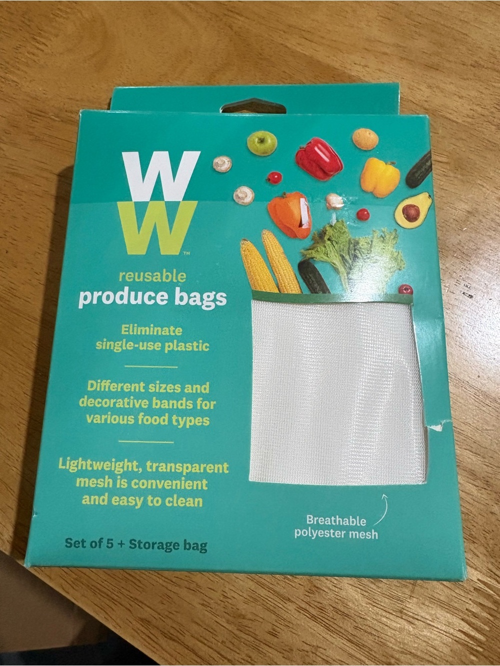Weight Watchers Reusable Produce Bags - White Mesh (Set of 5)
